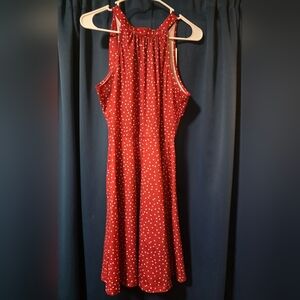 Elegant Red Polka Dot Midi Dress